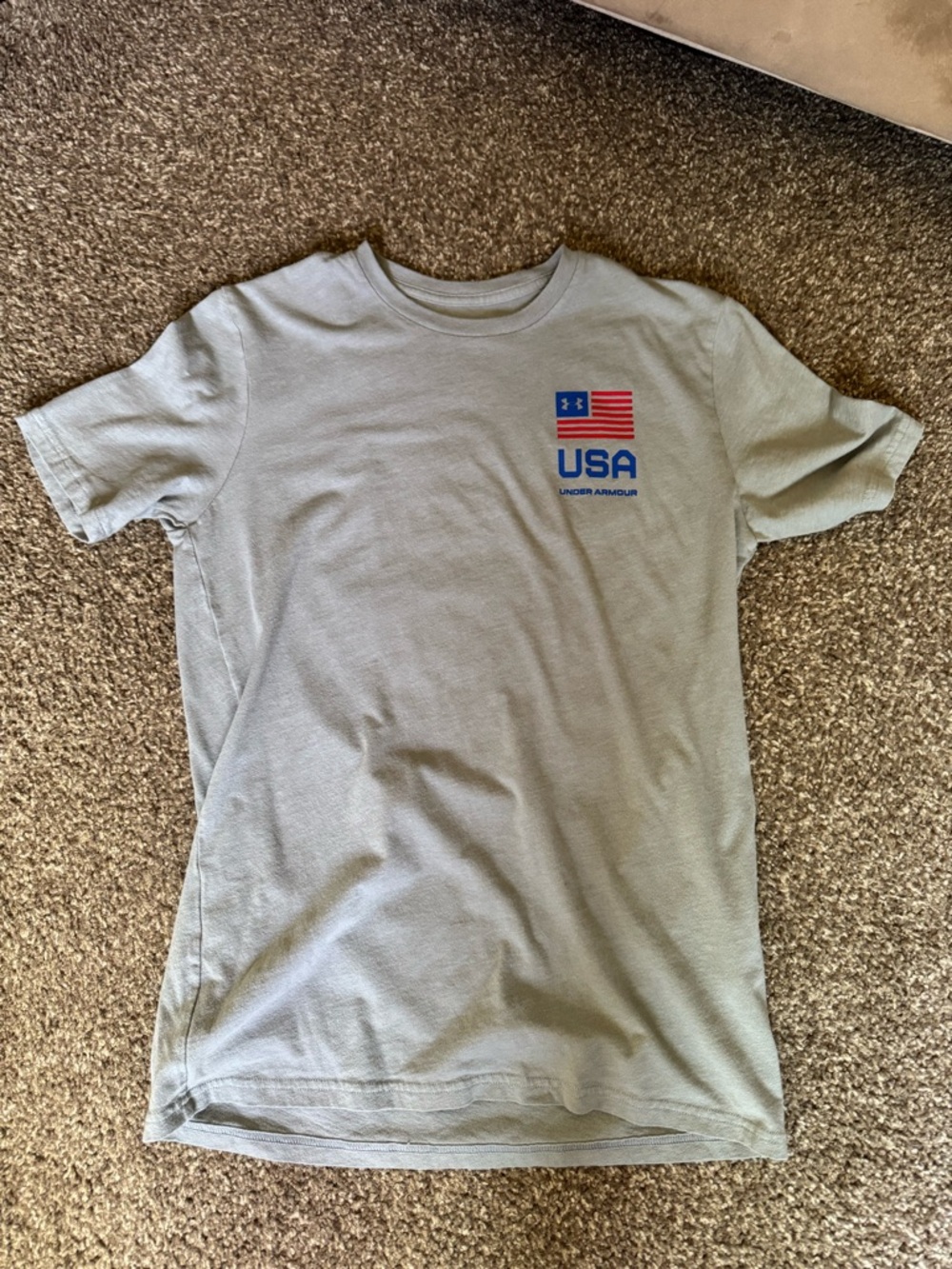 Under Armour Light Gray USA Short Sleeve Tee with Flag Logo